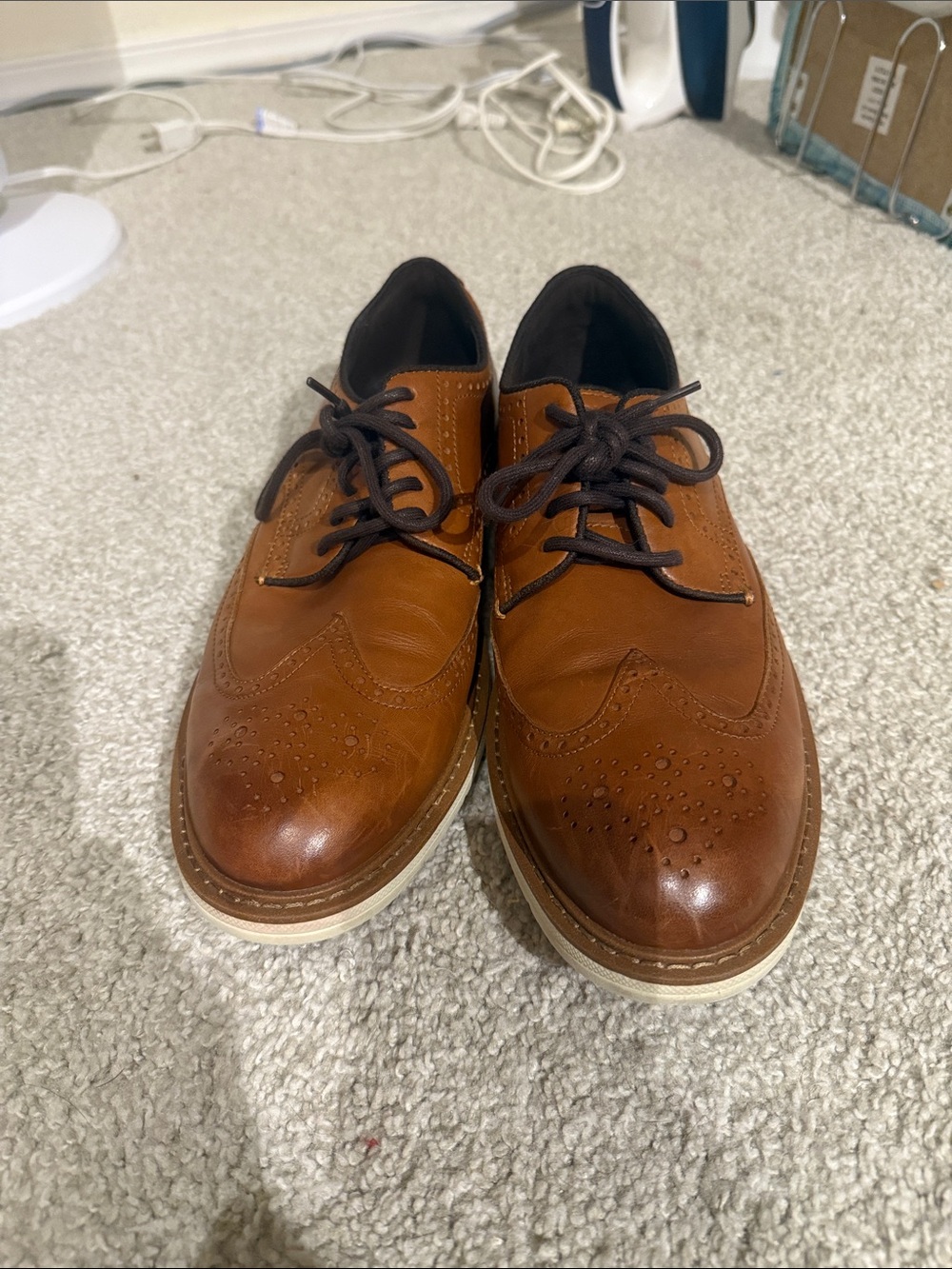 Cole Haan Tan Leather Wingtip Oxfords